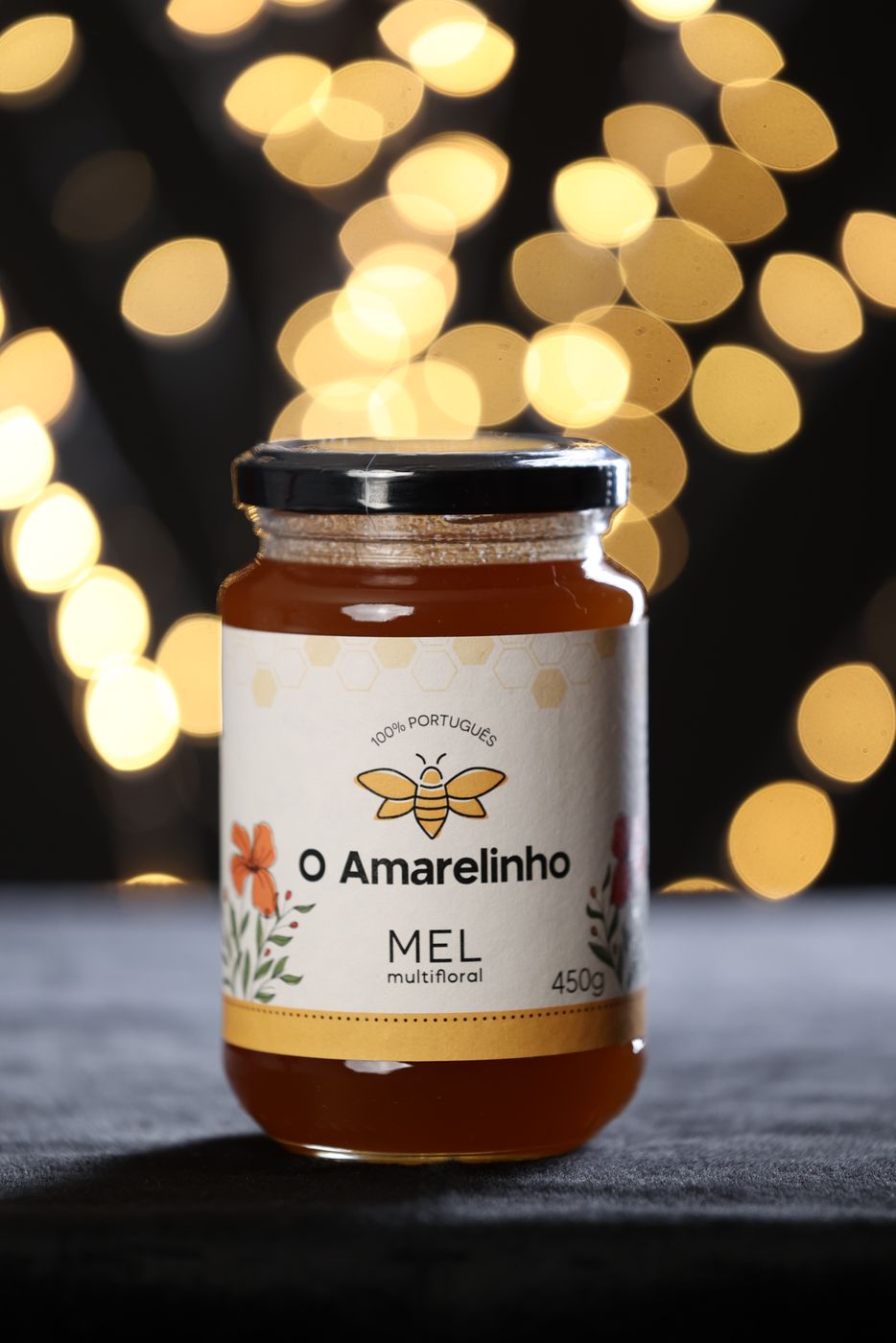 Frasco de mel multifloral O Amarelinho de 450 g