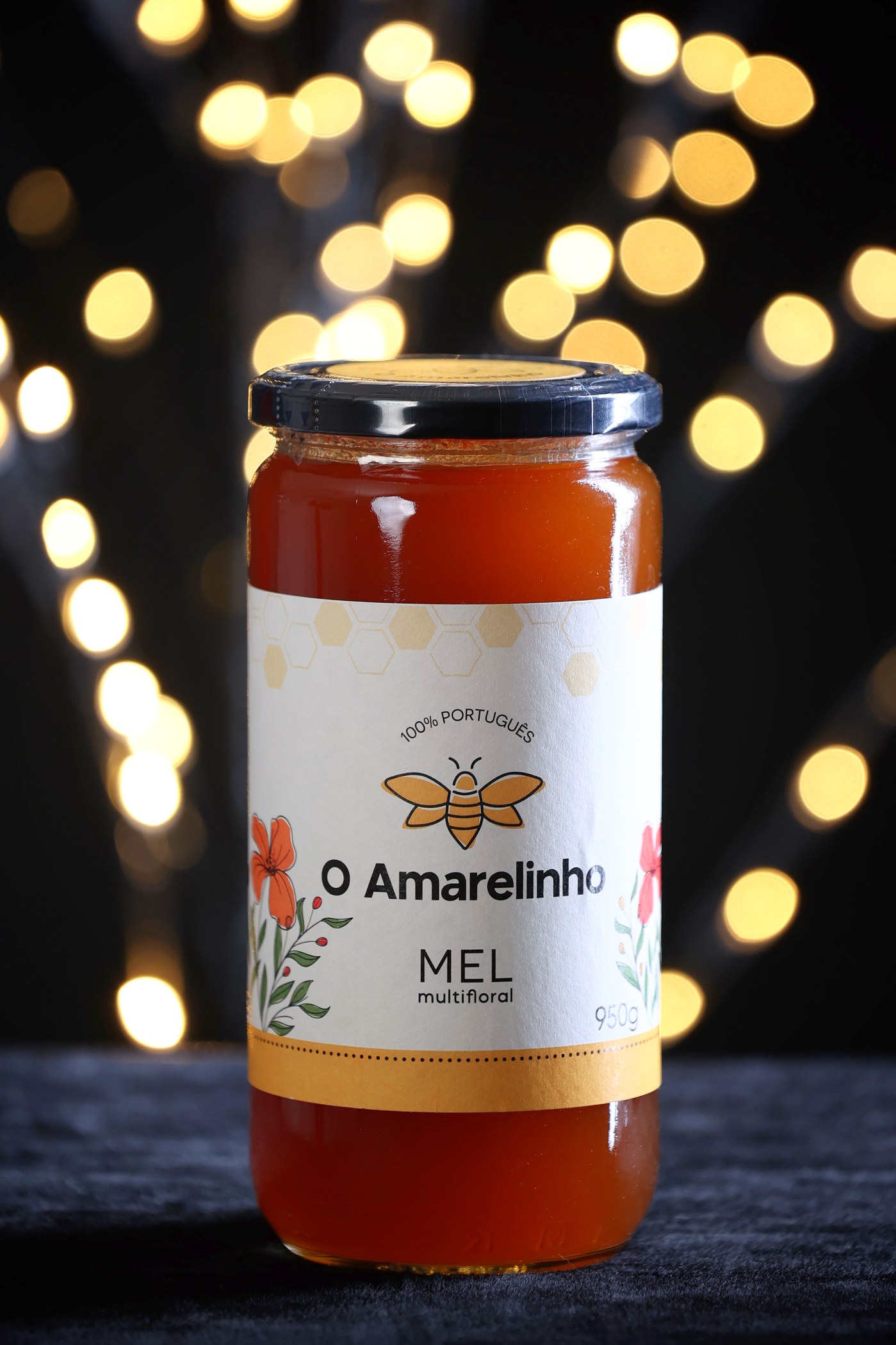 Frasco de mel multifloral O Amarelinho de 950 g